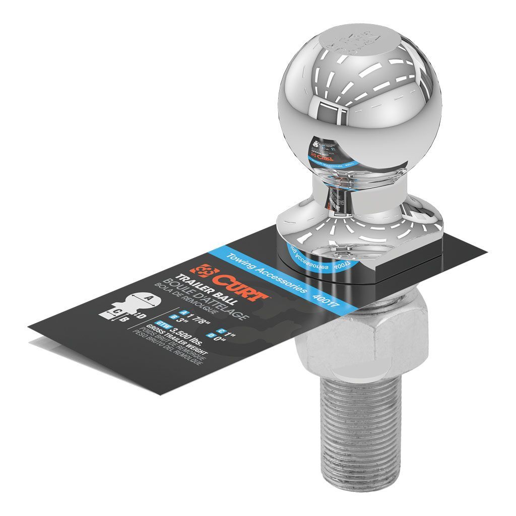 1-7/8" Trailer Ball (1" X 3" Shank, 3,500 Lbs., Chrome)
