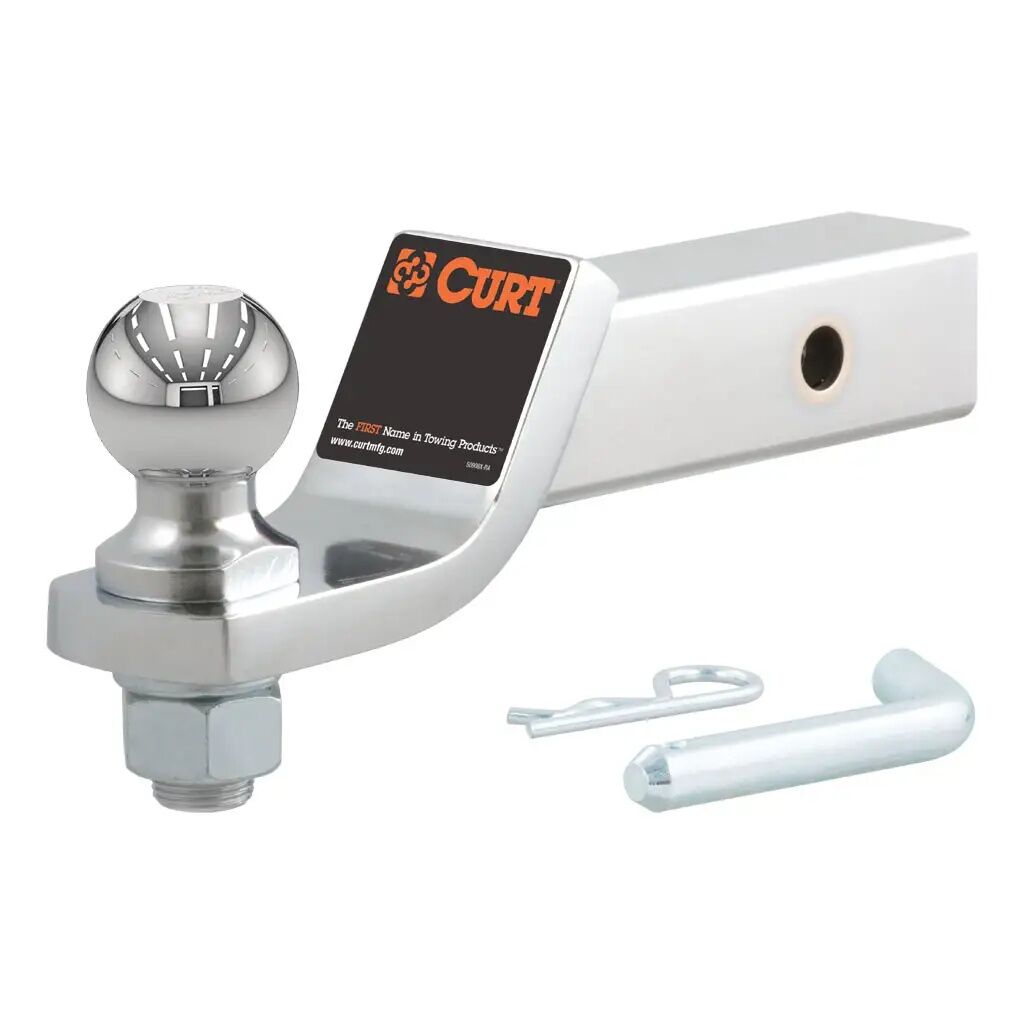 Curt Chrome Loaded Ball Mount, 2 in. Shank, 2 in. Drop, 2 in. Ball, 7500 lb.