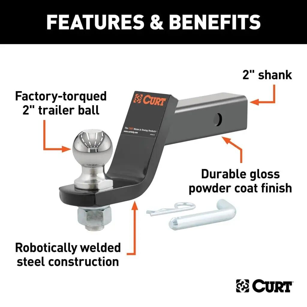 Curt Loaded 2-In Ball Mount With 4-In Drop 2-In Shank, 7500-Lb