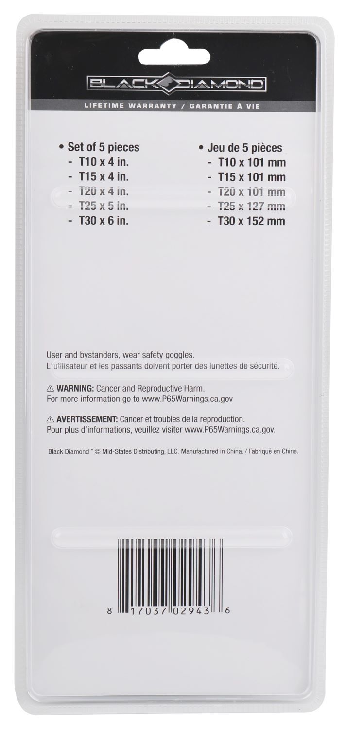 Black Diamond Torx Screwdriver Set, 5-Pk