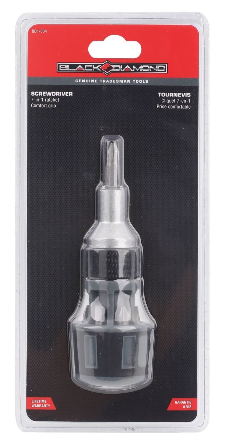 Black Diamond 7 In 1 Screwdriver Rachet with Comfort Grip