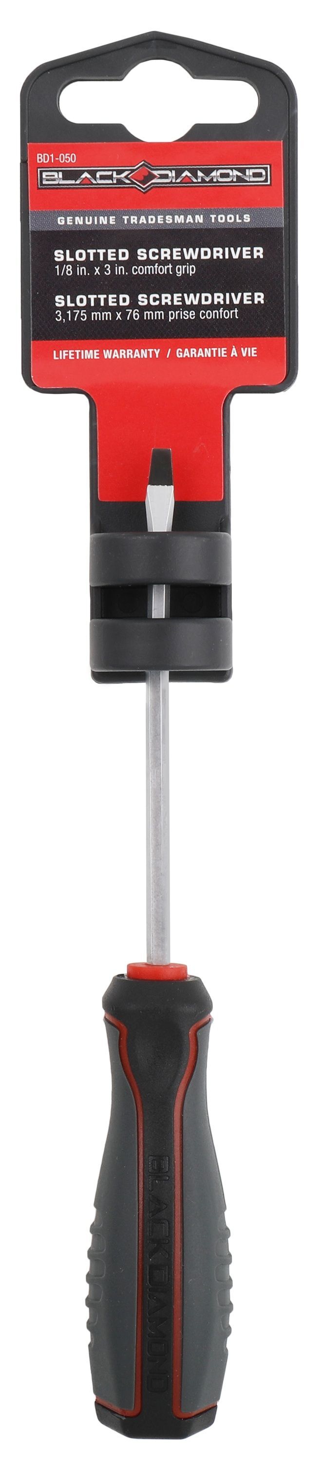 Black Diamond Slotted Screwdriver with Comfort Grip, 1/8-In x 3-In