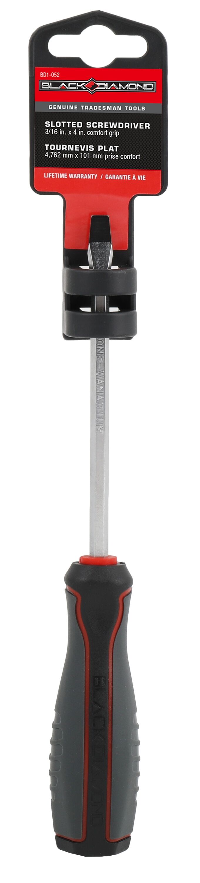 Black Diamond Slotted Screwdriver With Comfort Grip, 3/16-In x 4-In