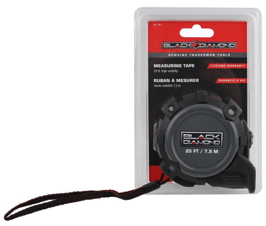Black Diamond High Visibility Measuring Tape, 25-Ft
