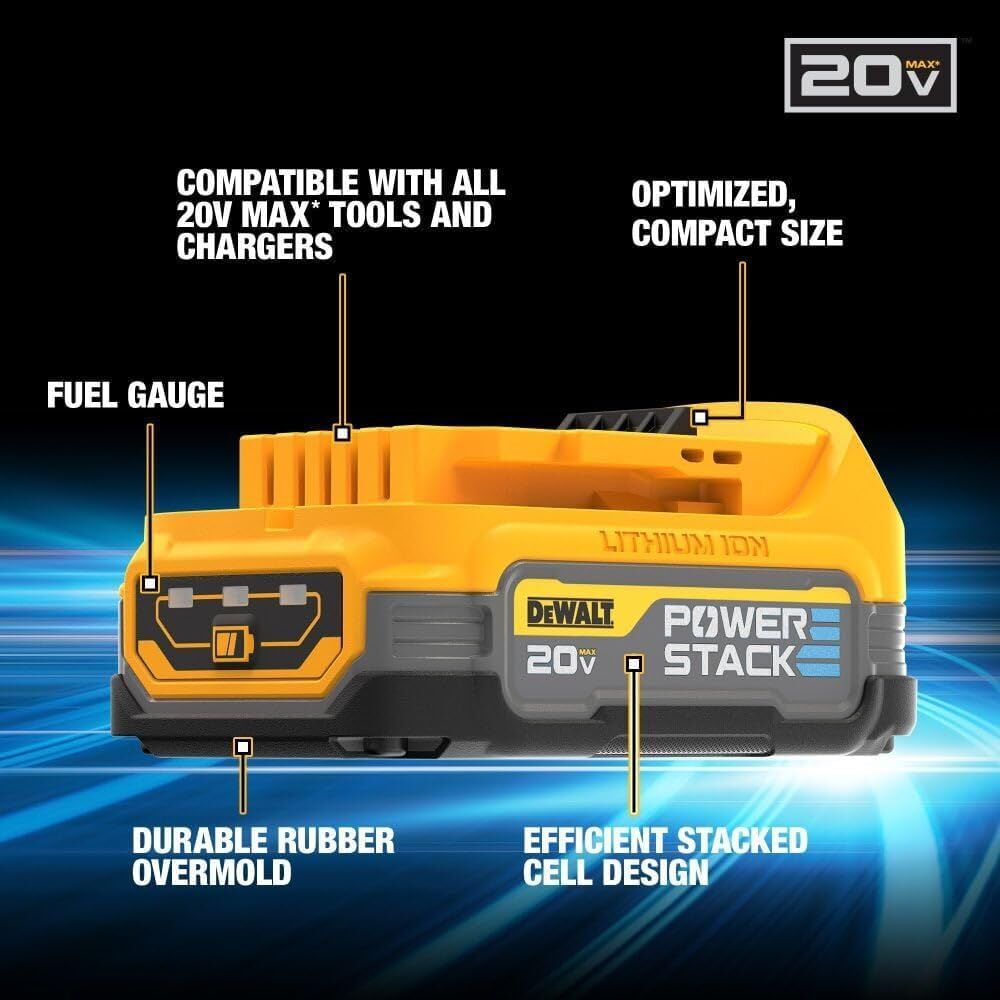 DEWALT 20-V Max PowerStack Brushless Hammer Drill Driver Kit, 1/2-In