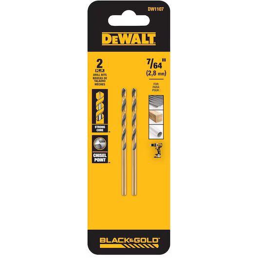 DEWALT Black Oxide Drill Bit, 7/64-In x 2-5/8-In, 2-Pk