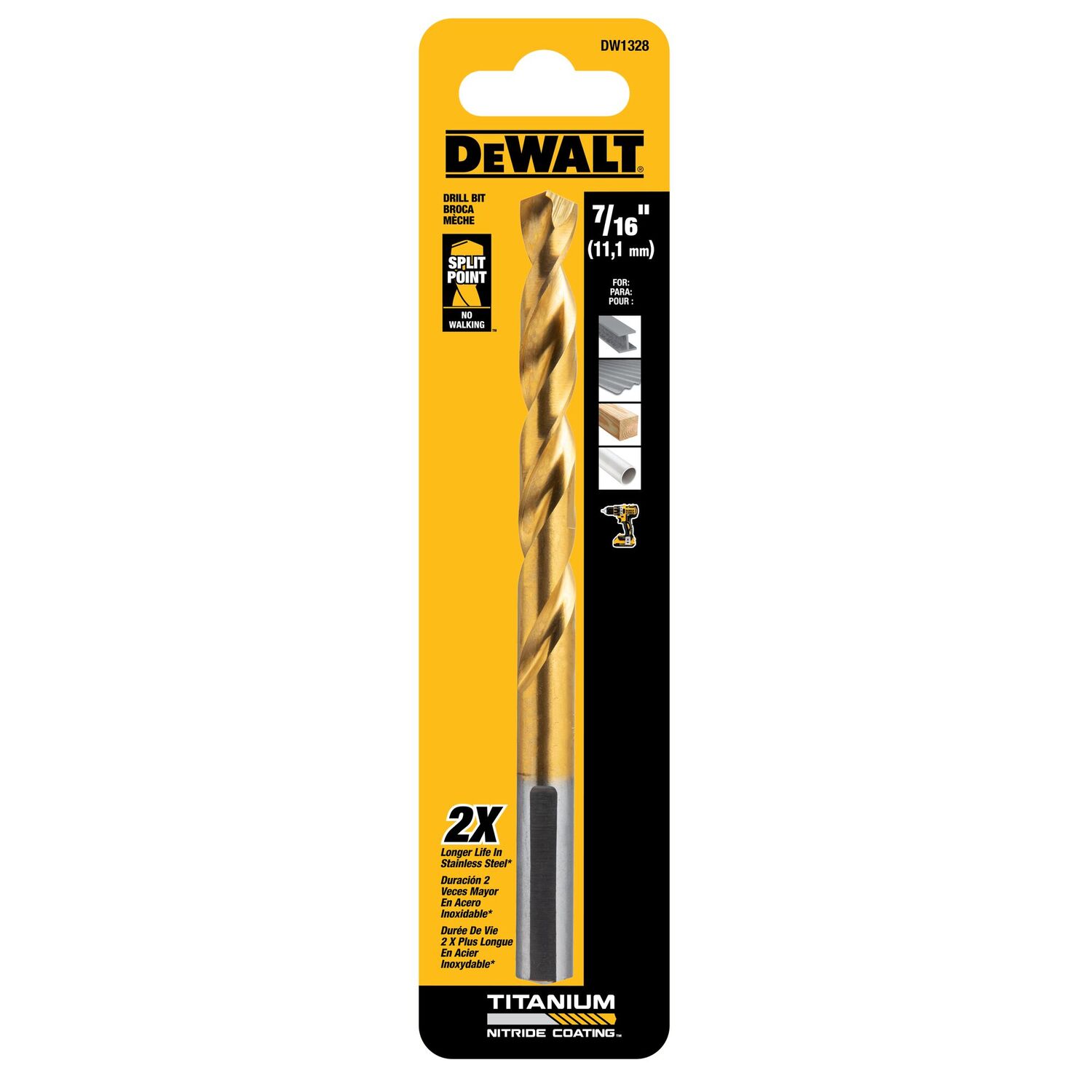 DEWALT Titanium Nitride Coated Drill Bit, 7/16-In