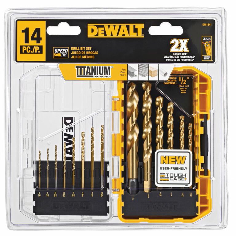 DEWALT Titanium Nitride Coated Speed Tip Drill Bit Set, 14-Pc