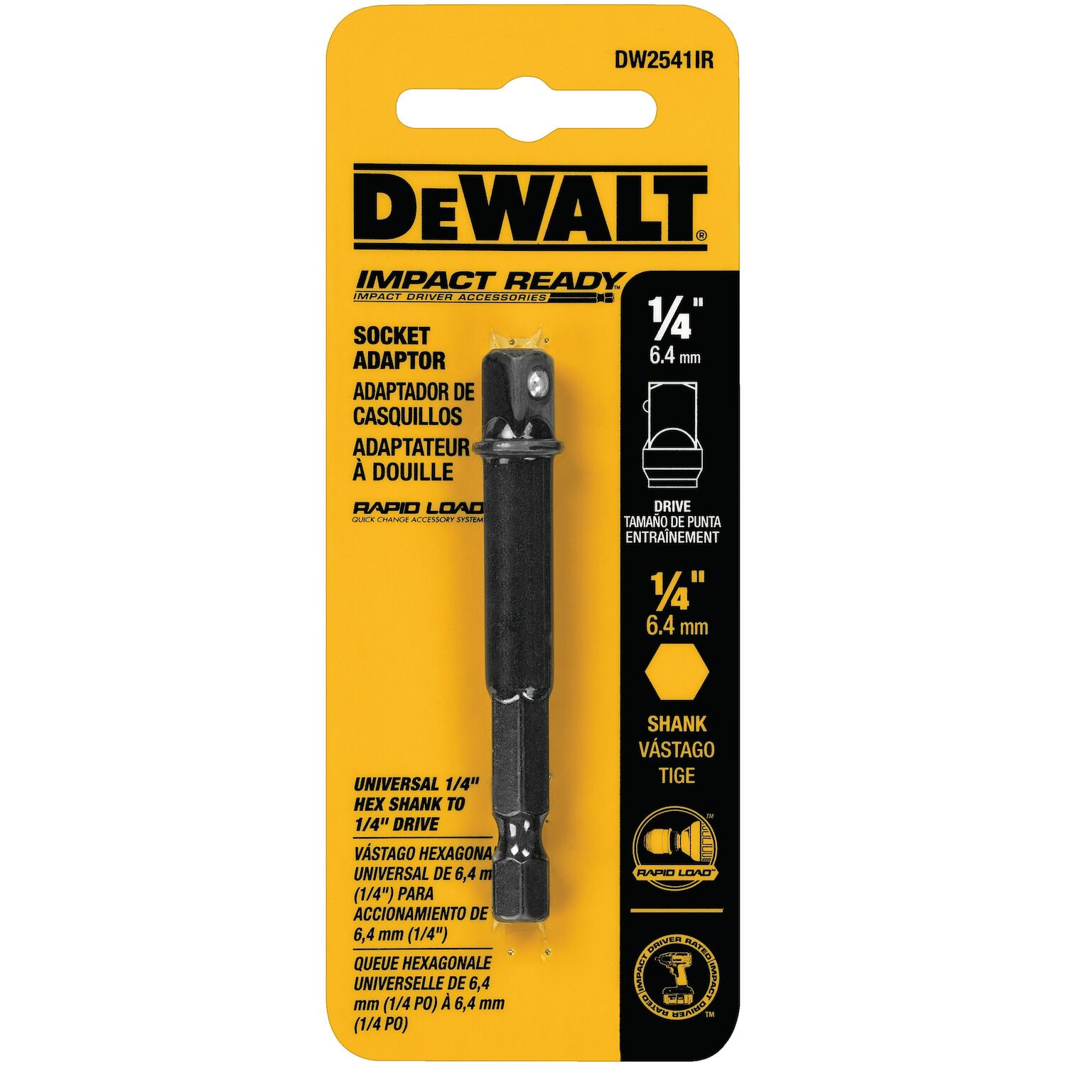 DEWALT Impact Ready Shank To Socket Adapter Bit, 1/4-In Hex x 1/4-In Drive