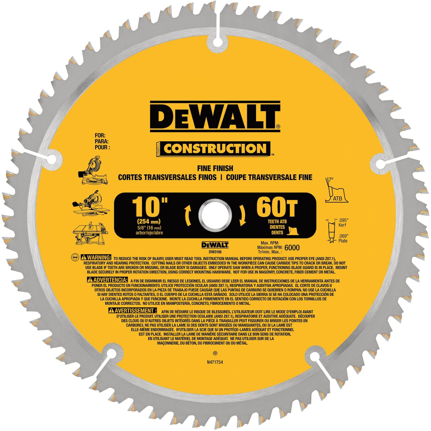 10 In. Construction Miter/Table Saw Blades