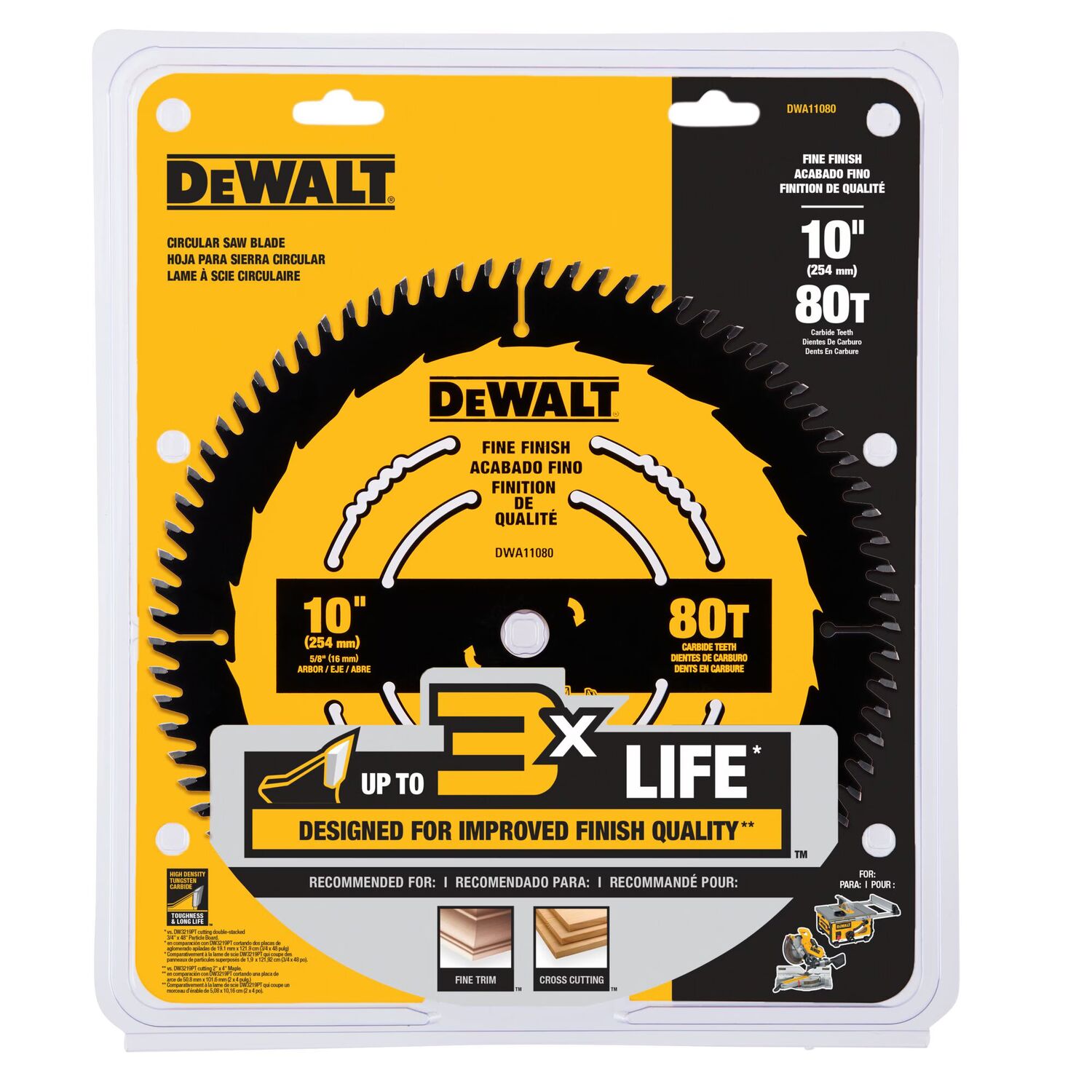 DEWALT Fine Finish Saw Blade, 80T, 10-In