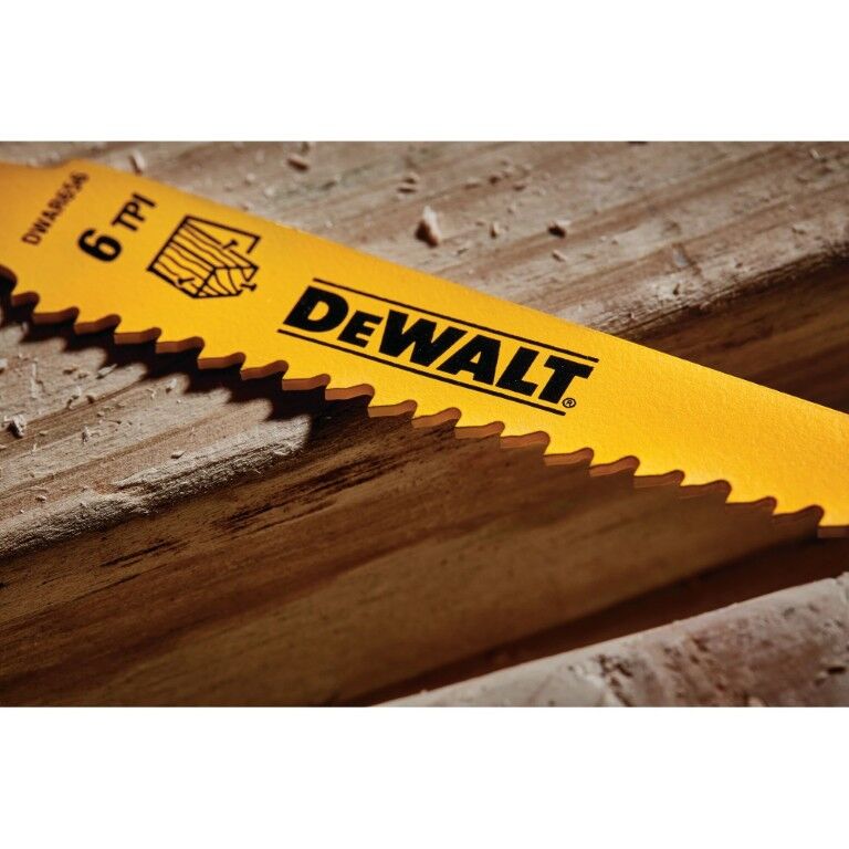 DEWALT Bi-Metal Wood Cutting Reciprocating Saw Blade, 6 TPI, 6-In, 5-Pk