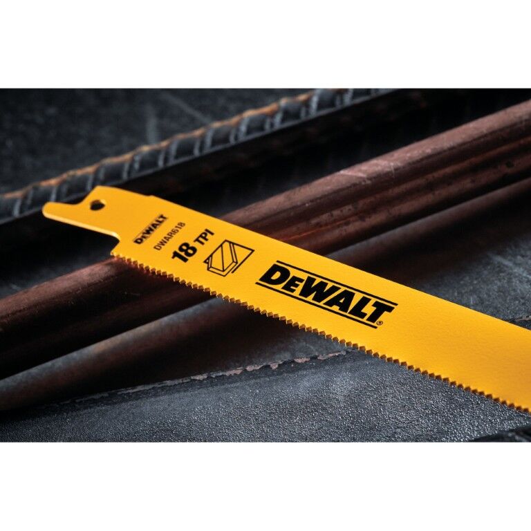 DEWALT Bi-Metal Straight Back Reciprocating Saw Blade, 18 TPI, 6-In, 5-Pk