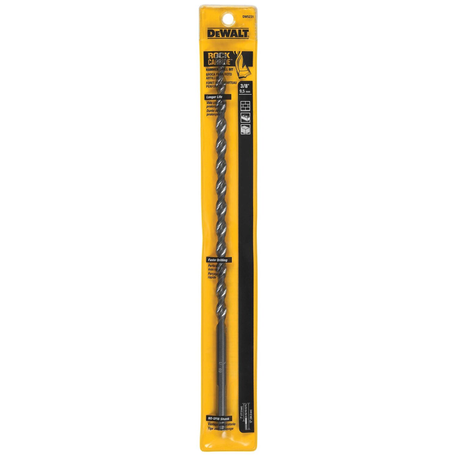 DEWALT Premium Percussion Drill Bit, 3/8-In x 12-In