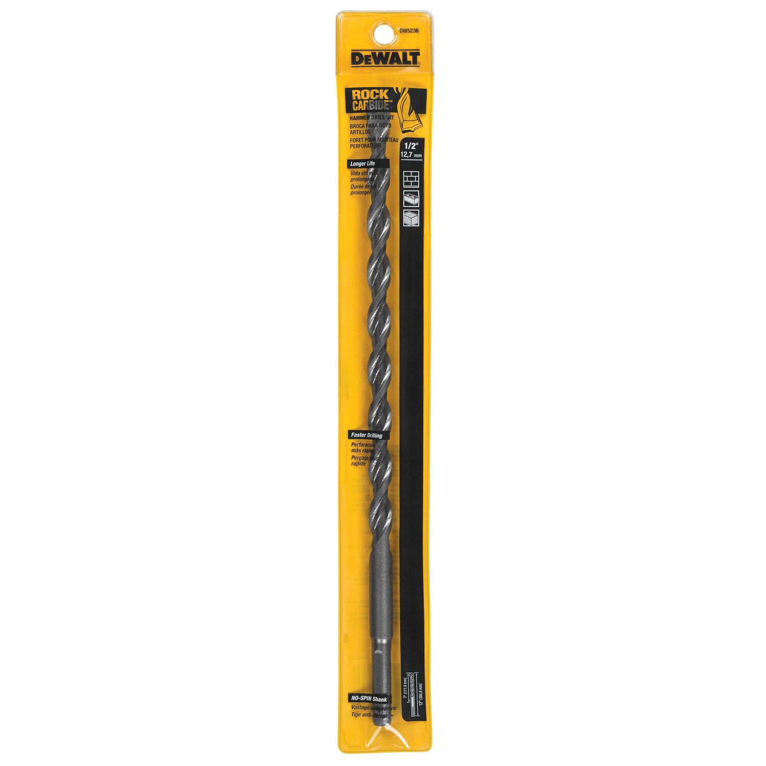 DEWALT Premium Percussion Drill Bit, 1/2-In x 12-In