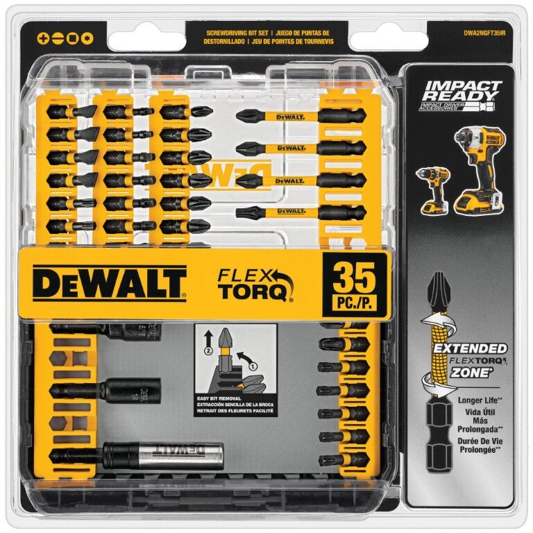DEWALT FlexTorq Impact Ready Screwdriving Bit Set With ToughCase+, 35-Pc