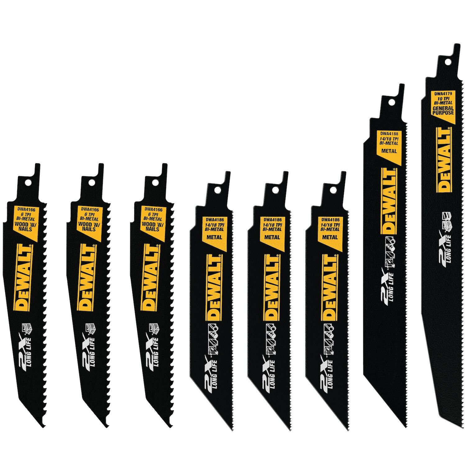 DEWALT 2X Reciprocating Saw Blade Set With ToughCase, 8-Pc