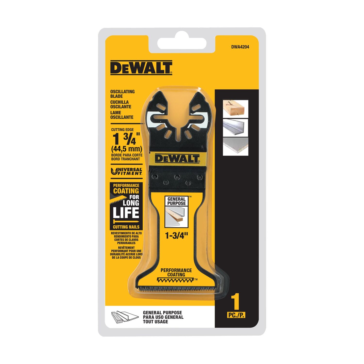 DEWALT Oscillating Wood With Nails Blade, 1 3/4-In