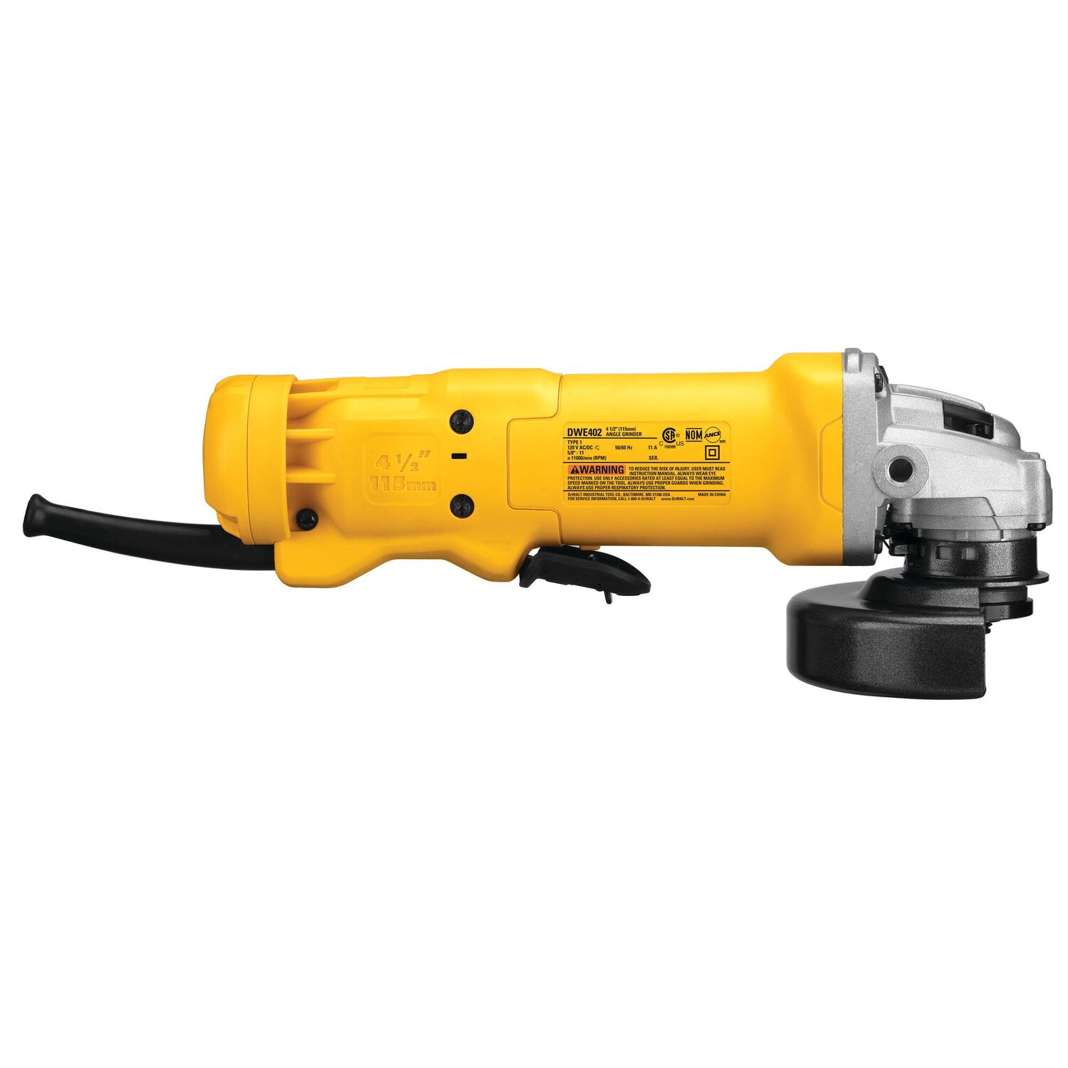 DEWALT Small One-Touch Guard Corded Angle Grinder, 4 1/2-In