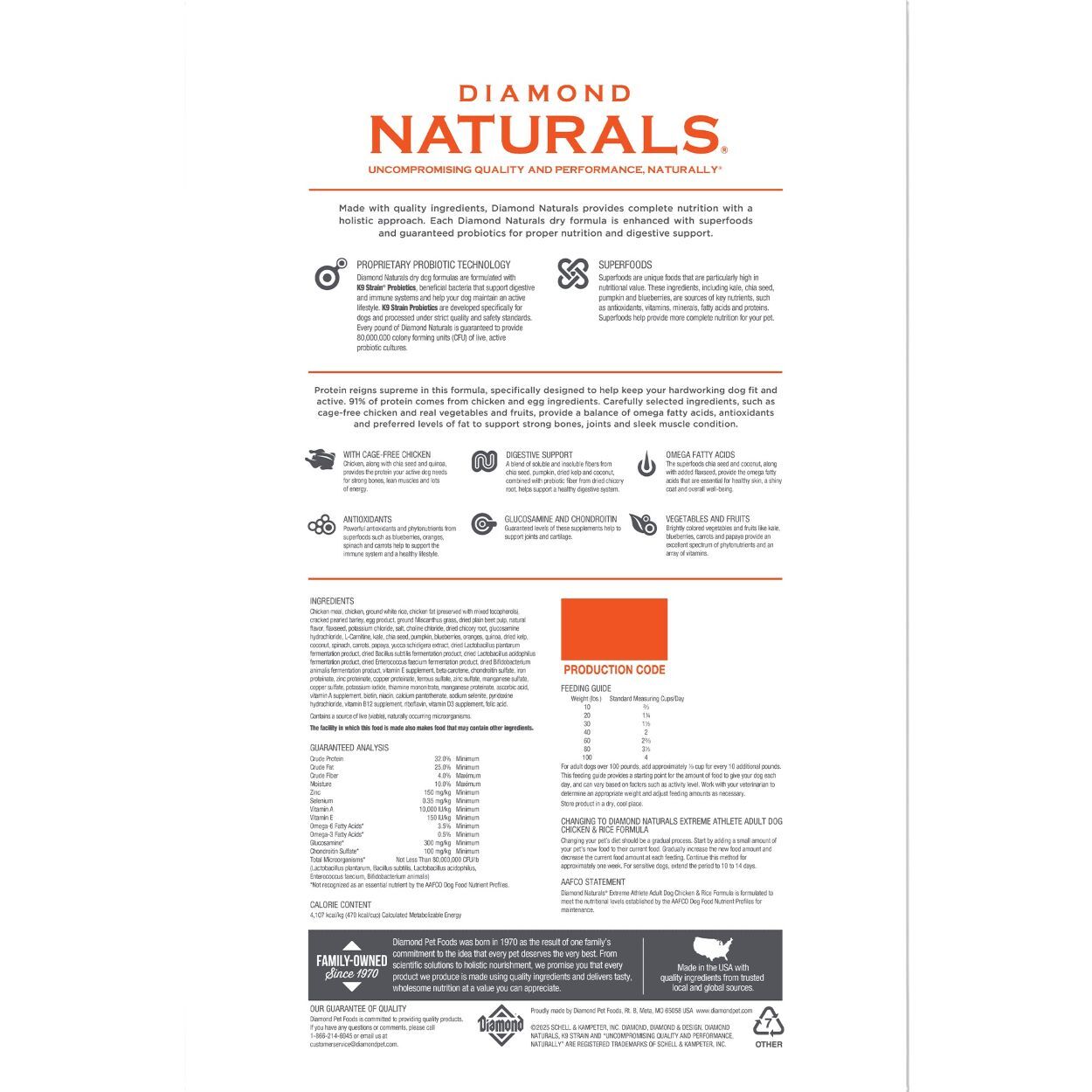 Diamond Naturals Extreme Athlete Adult Dog Chicken & Rice Formula, 40-Lb