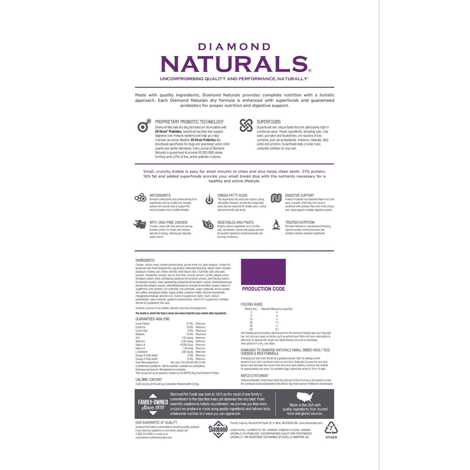 Diamond Naturals Small Breed Adult Dog Chicken & Rice Formula Dog Food, 6-Lb