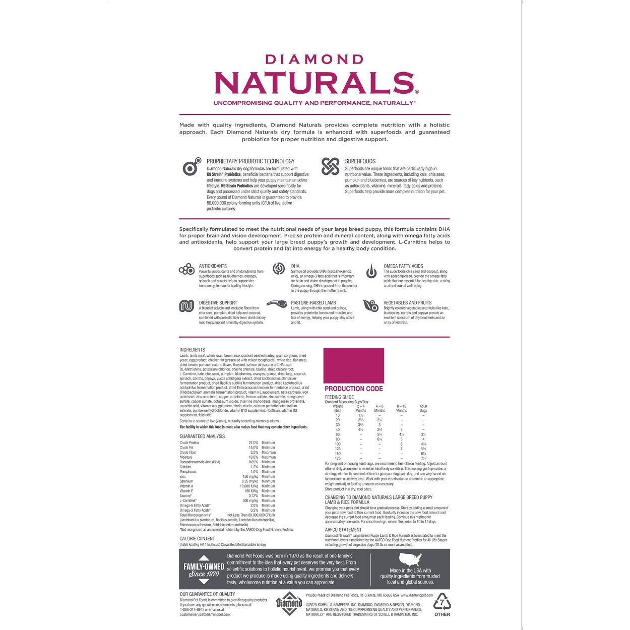 Diamond Naturals Large Breed Puppy Lamb & Rice Formula Puppy Food, 6-Lb