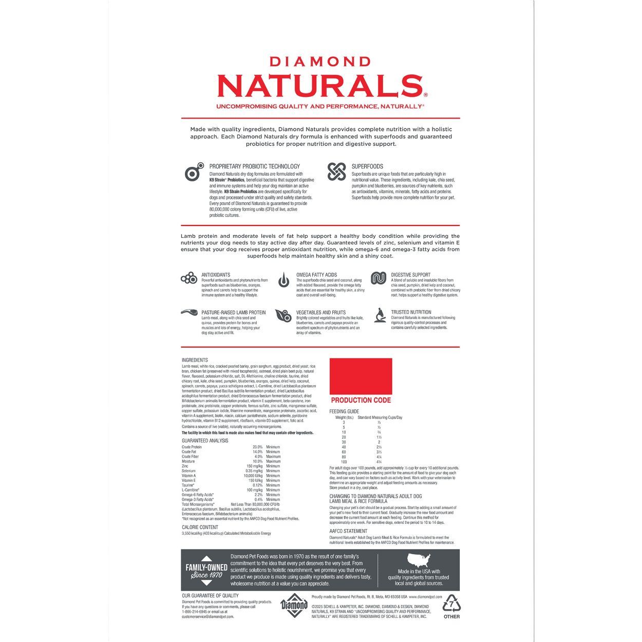 Diamond Naturals Adult Dog Lamb Meal & Rice Formula Dog Food, 6-Lb