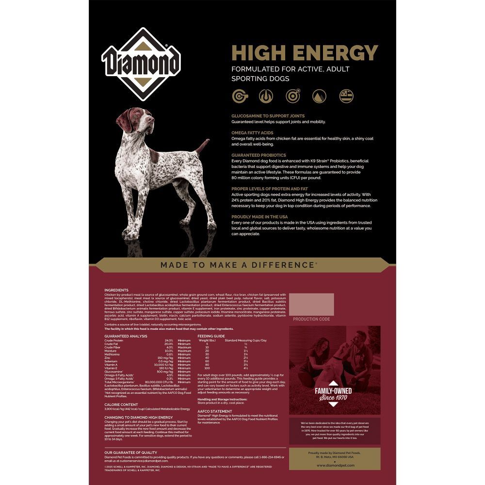 Diamond Hi-Energy Dog Food, 50-Lb