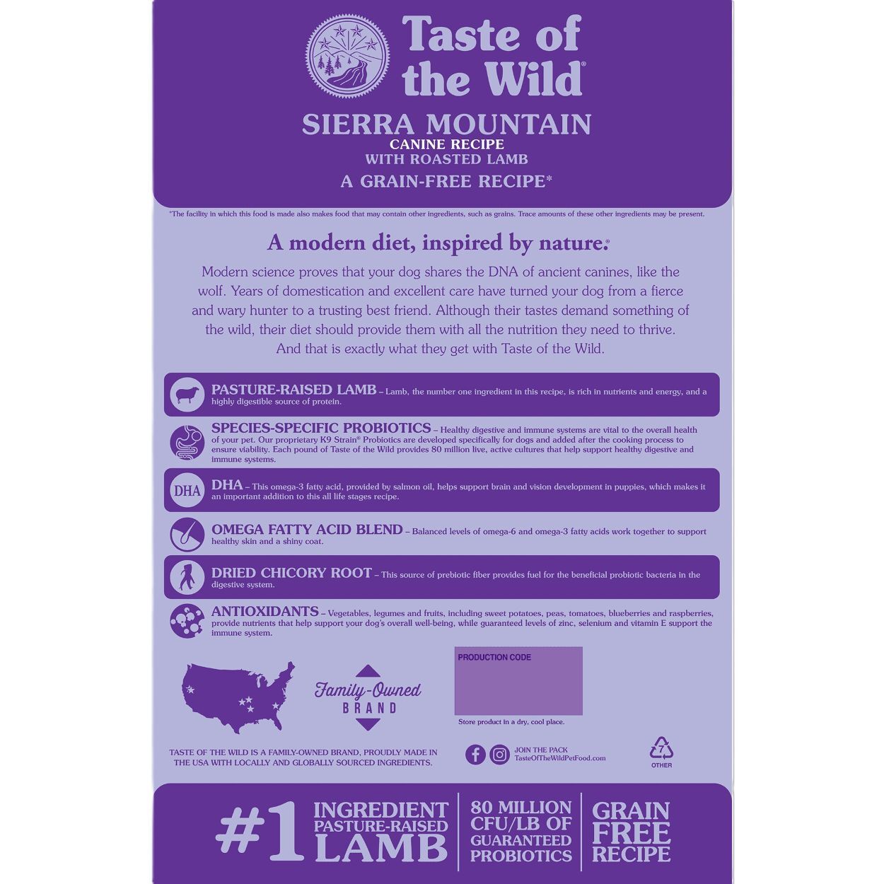 Taste of the Wild Sierra Mountain Canine Recipe with Roasted Lamb Dog Food, 5-Lb