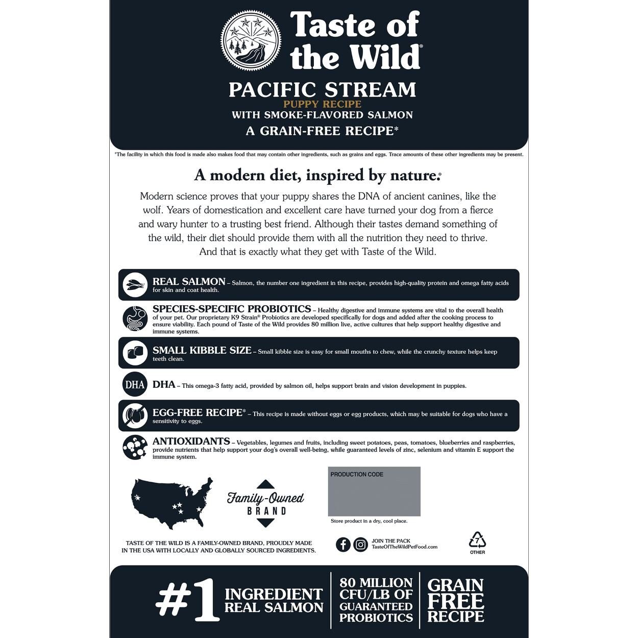 Taste of the Wild Pacific Stream Puppy Recipe with Smoke-Flavored Salmon Dog Food, 5-Lb