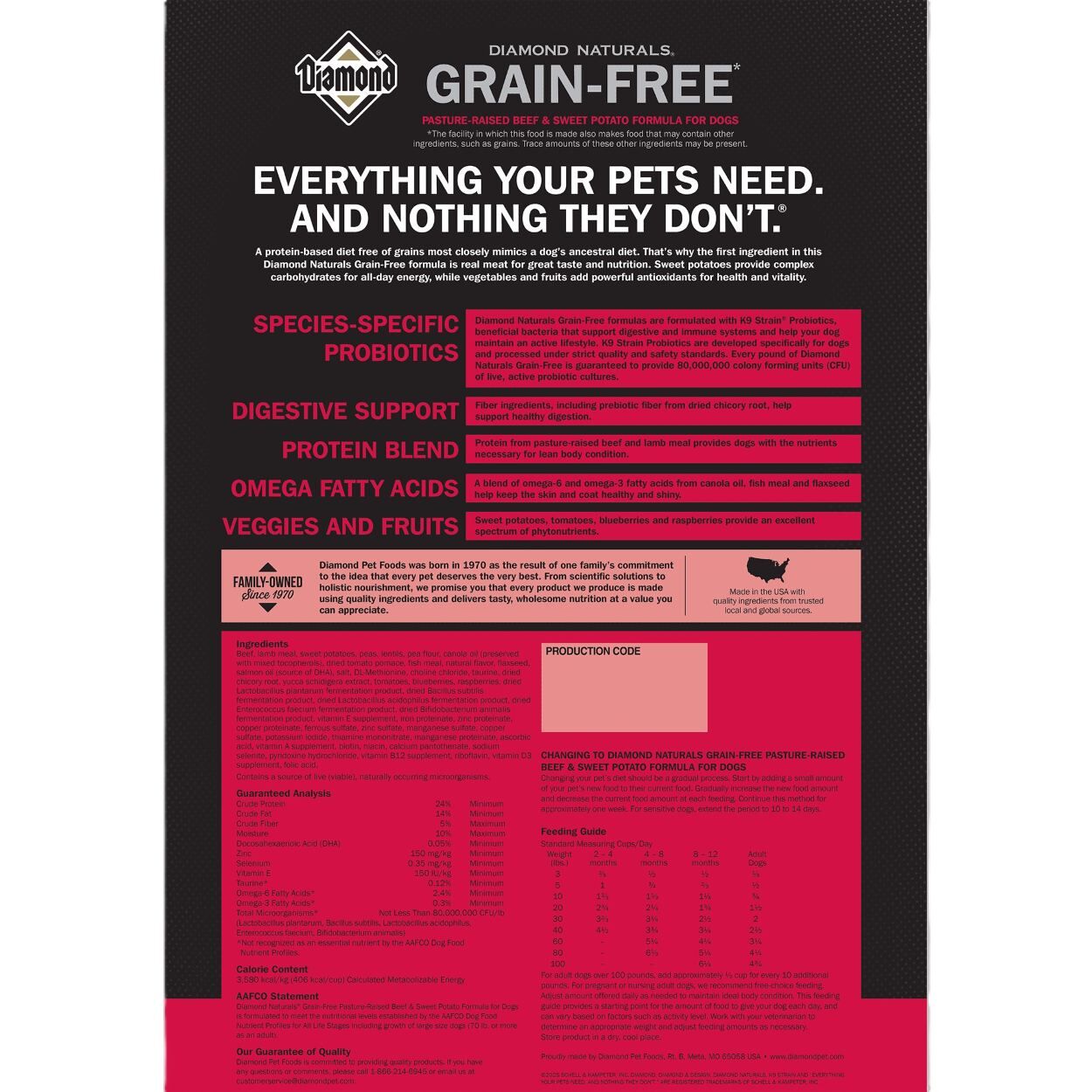 Diamond Naturals Grain-Free Pasture-Raised Beef & Sweet Potato Dog Food, 14-Lb