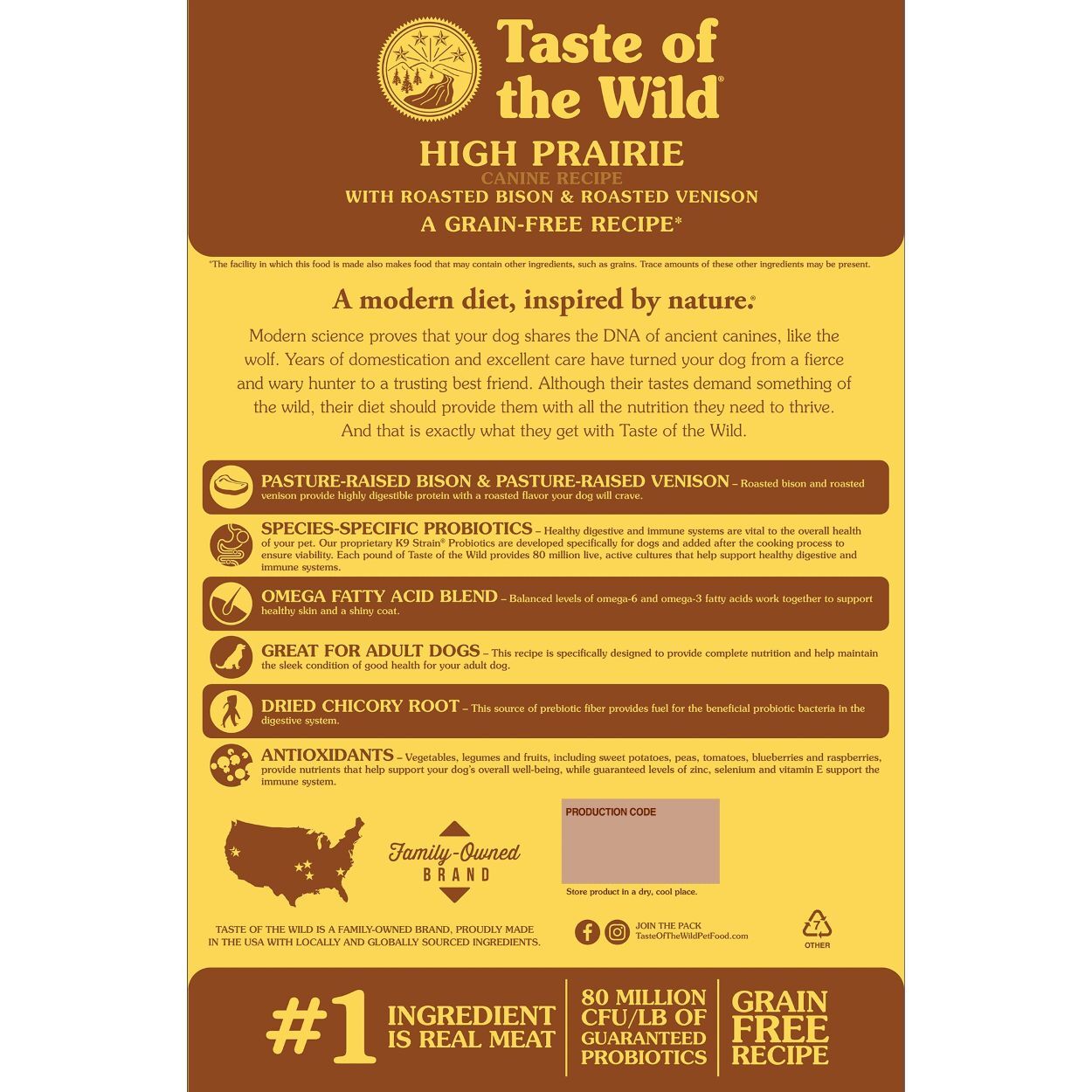 Taste of the Wild High Prairie Canine Recipe with Roasted Bison & Roasted Venison Dog Food, 14-Lb
