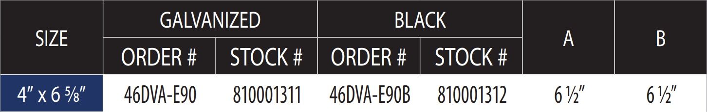 DuraVent DirectVent Pro Black 90° Elbow, 4-In x 6 5/8-In