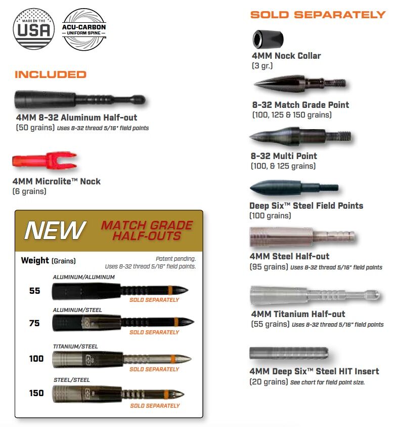 Easton Archery 4MM Axis Long Range 340 Arrow, 6-Pk