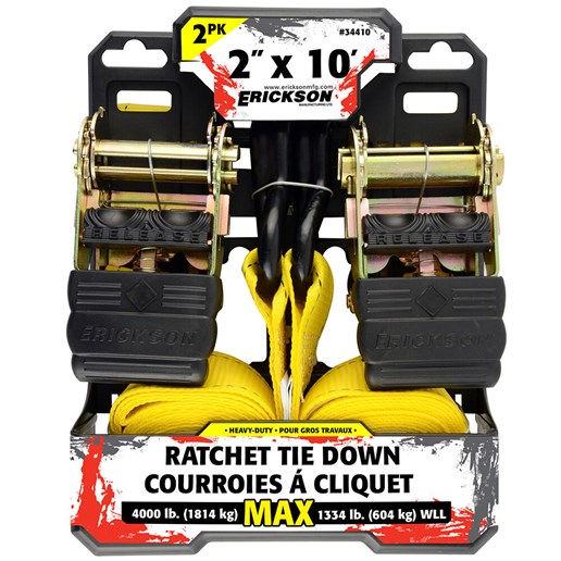 2″ X 10′ - 4000 Lb. Ratcheting Tie-Downs With Double J-Hooks