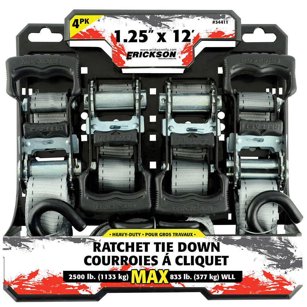 1.25″ X 12′ - 2500 Lb. Ratcheting Tie-Downs