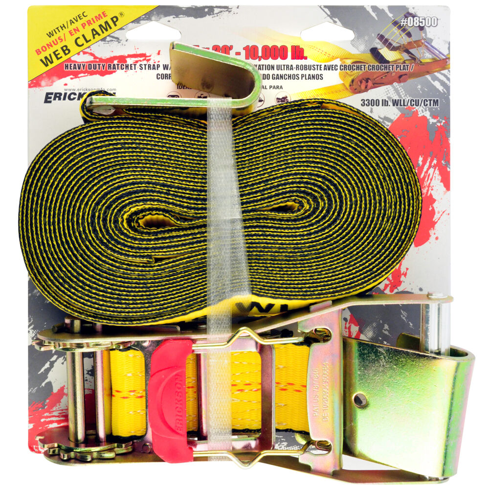 2″ X 30′ - 10,000 Lb. Long Handle Ratchet With Flat Hooks