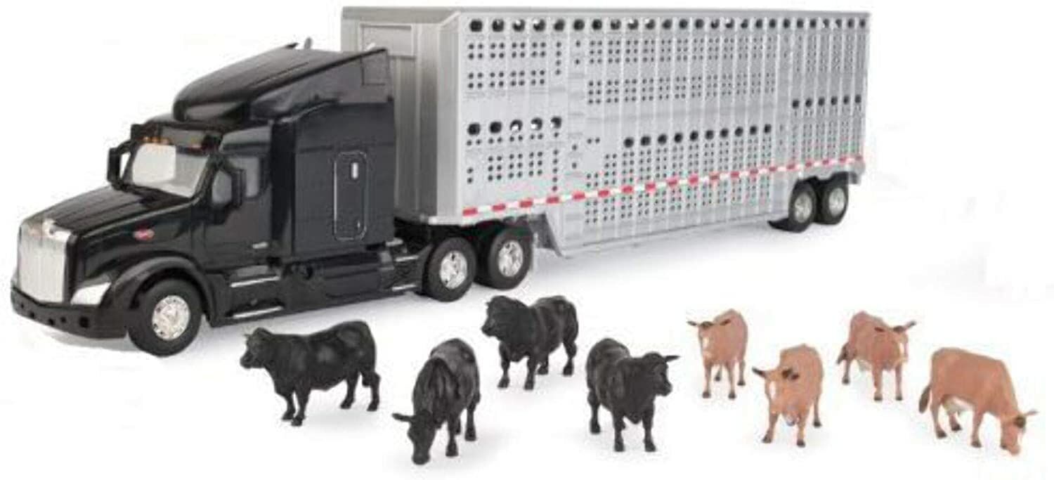 Peterbilt 1:32 Scale 579 Semi With Livestock Trailer & Animals