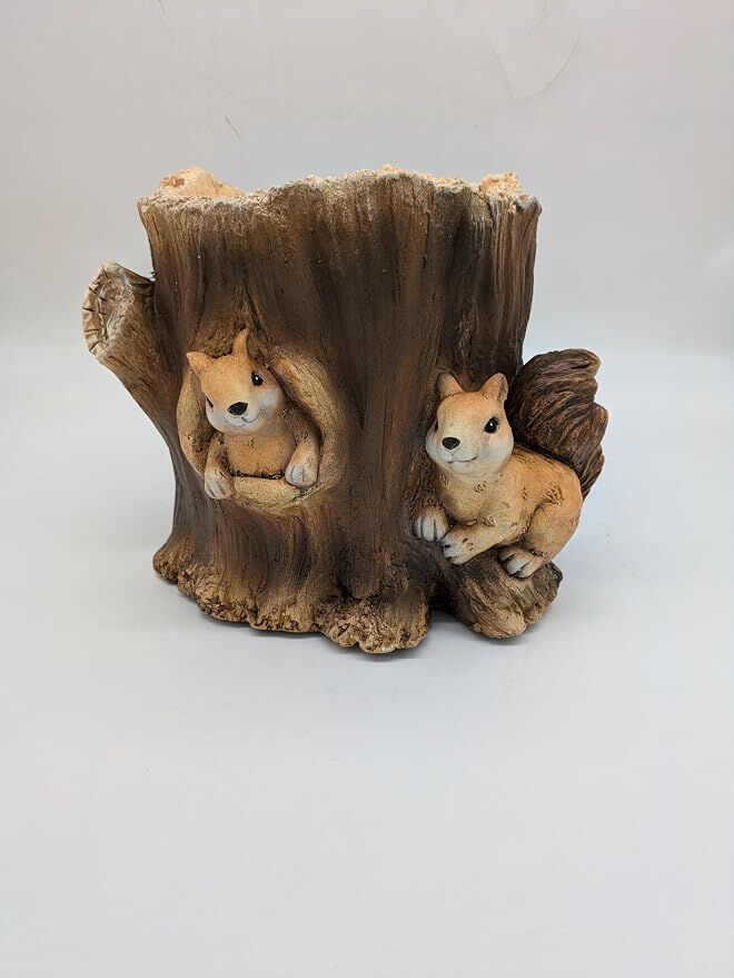 Esschert Design Double Squirrel Faux Wood Log Planter