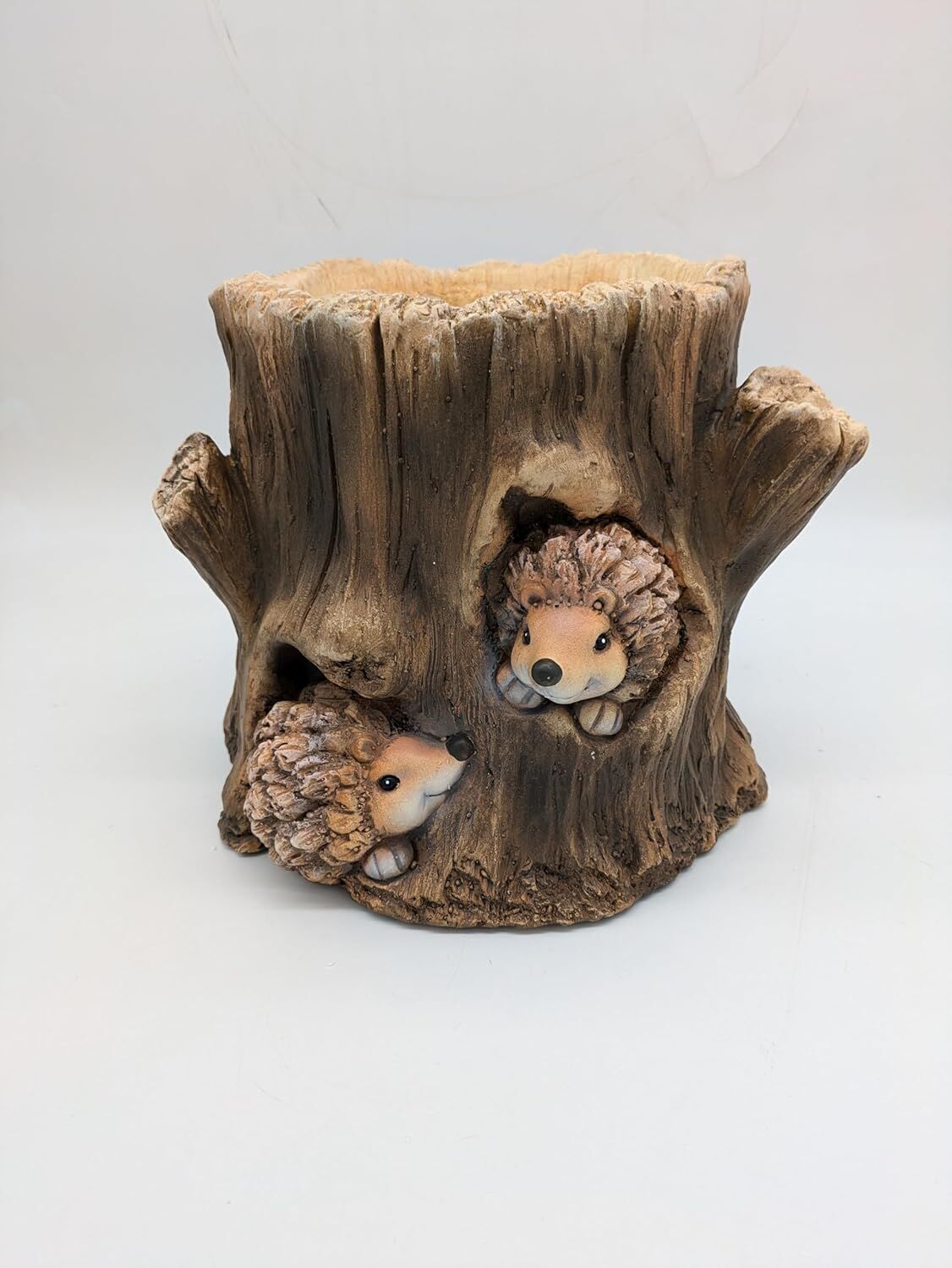 Esschert Design Double Hedgehog Faux Wood Log Planter