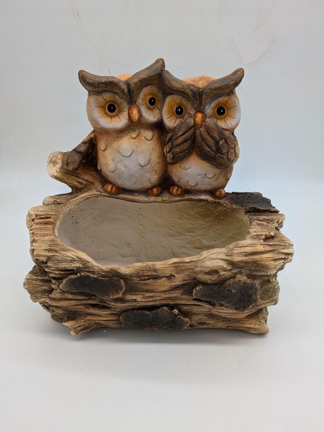Esschert Design Double Owl Faux Wood Log Planter