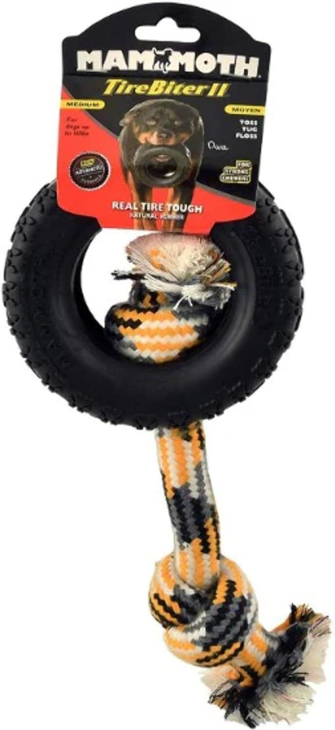 Mammoth Medium 5-In TireBiter Advanced w/Rope Dog Toy