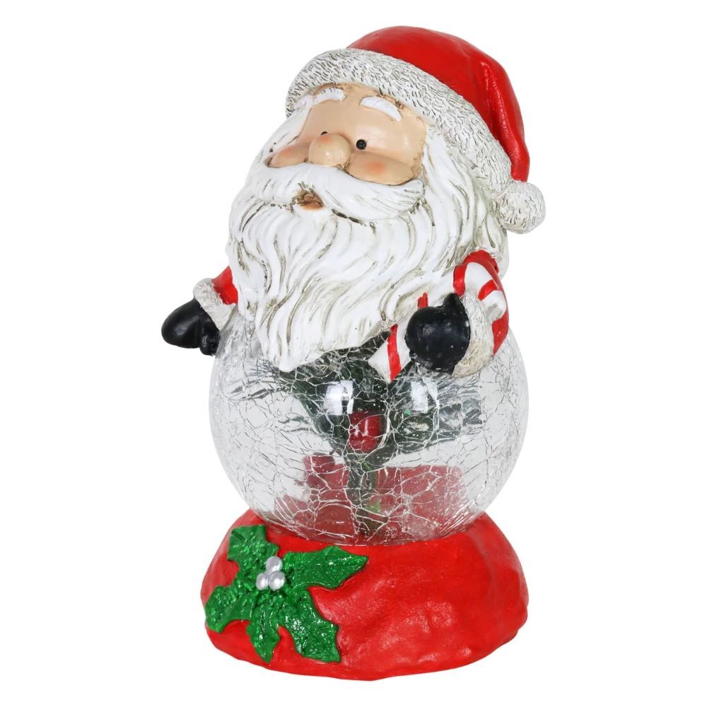 Exhart Hand Painted Christmas Santa Statue with LED Glass Center