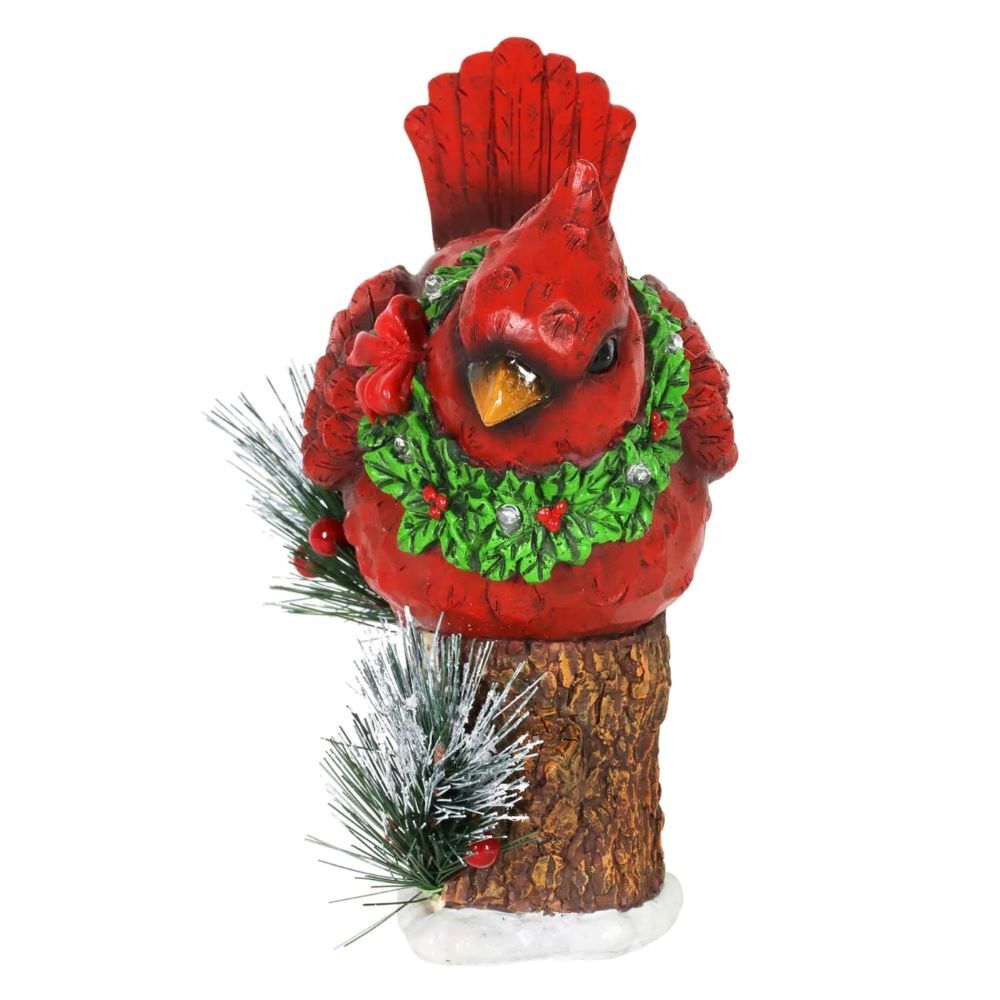Exhart Hand Painted Christmas Cardinal with LED Garland on Joy Sign