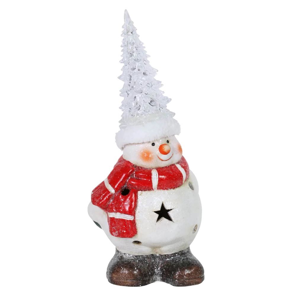 Exhart Snowman with Color Changing LED Christmas Tree Hat