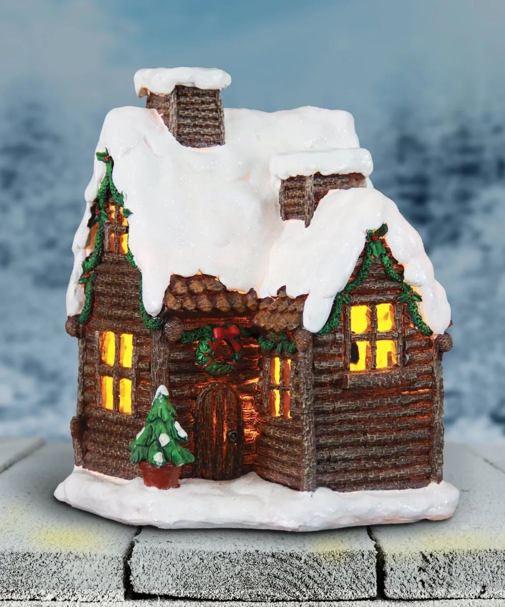 Exhart Christmas Log Cabin with LED
