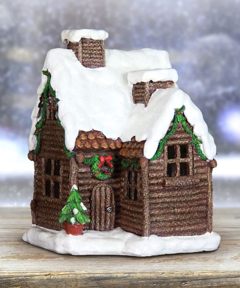 Exhart Christmas Log Cabin with LED