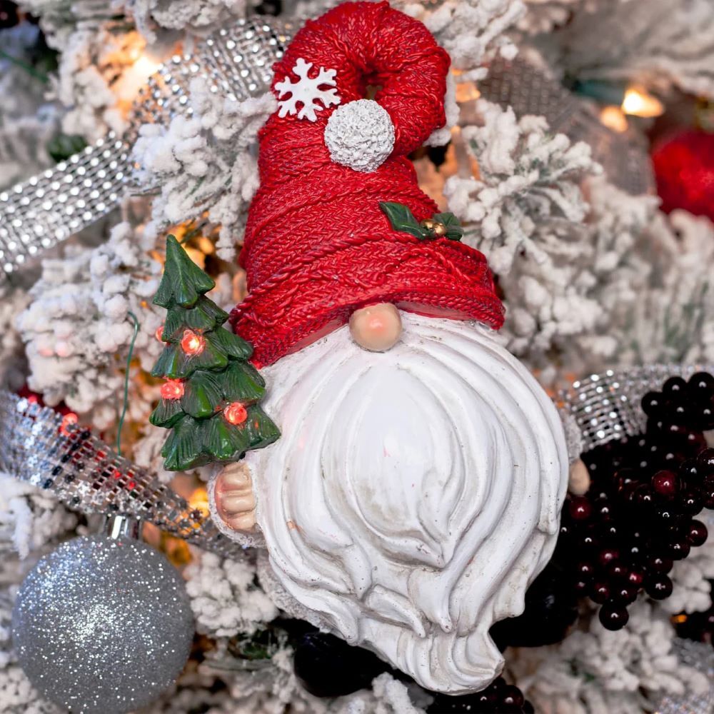 Exhart Red Hat Holiday Gnome with LED Christmas Tree