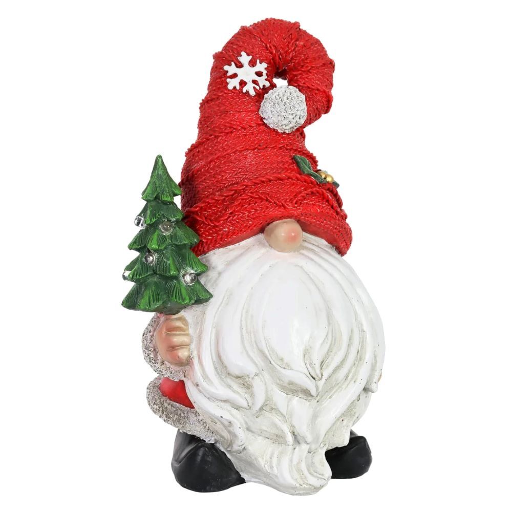 Exhart Red Hat Holiday Gnome with LED Christmas Tree