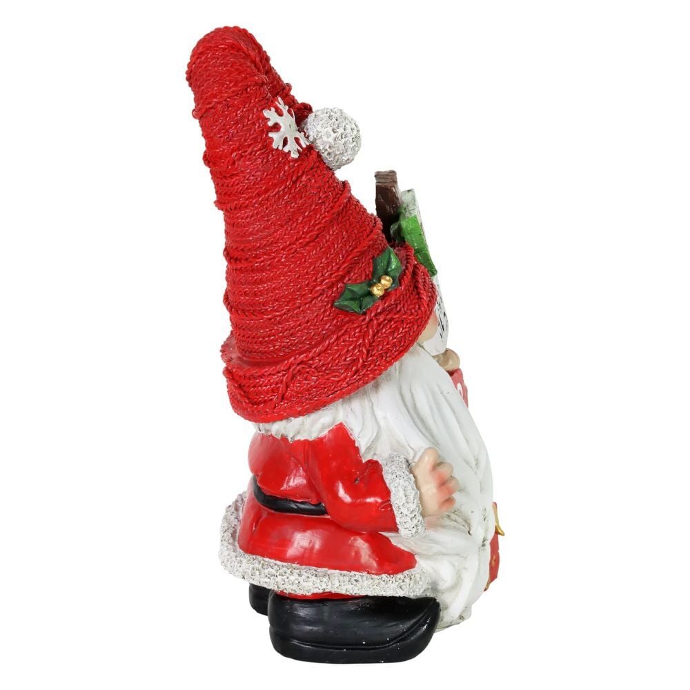 Exhart Hand Painted Red Hat Christmas Gnome with Believe Signpost
